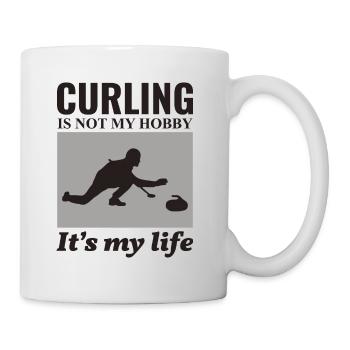Curling Sweeping Fan Winter Ice Sport Curler Drôle - Mug blanc - blanc - Droite