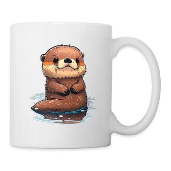 schwimmender Otter - Tasse - Weiß - Rechts