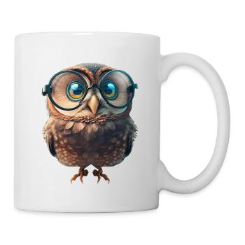 Niedliche Eule mit großer Brille - Tasse - Weiß - Rechts