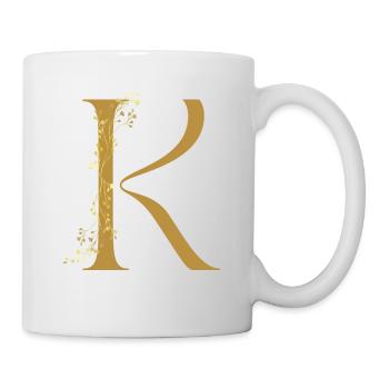 Buchstabe K mit schnörkel - Tasse - Weiß - Rechts