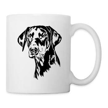 Dobermann Hundeportrait Hunde Hundesport Wilsigns - Tasse - Weiß - Rechts