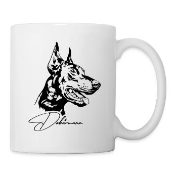 Dobermann Hundeportrait Hunde Hundesport Wilsigns - Tasse - Weiß - Rechts