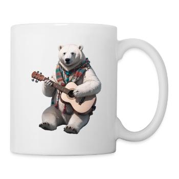 Polar bear polar bear with scarf playing guitar - Mug - white - Right