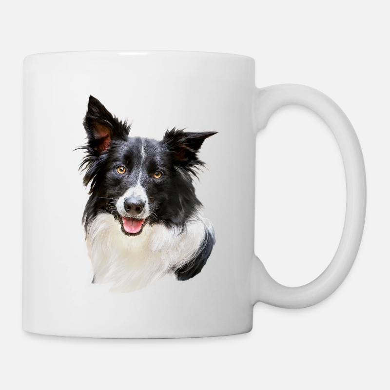 tête de chien border collie - Mug blanc - blanc
