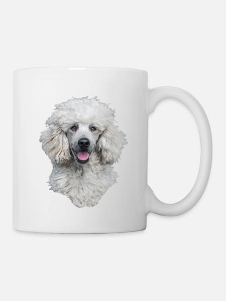 Weißer Pudel Hundekopf - Tasse - Weiß