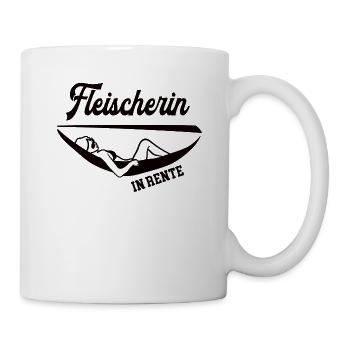 Fleischerin in Rente Rentenbeginn Fleischerei Frau - Tasse - Weiß - Rechts