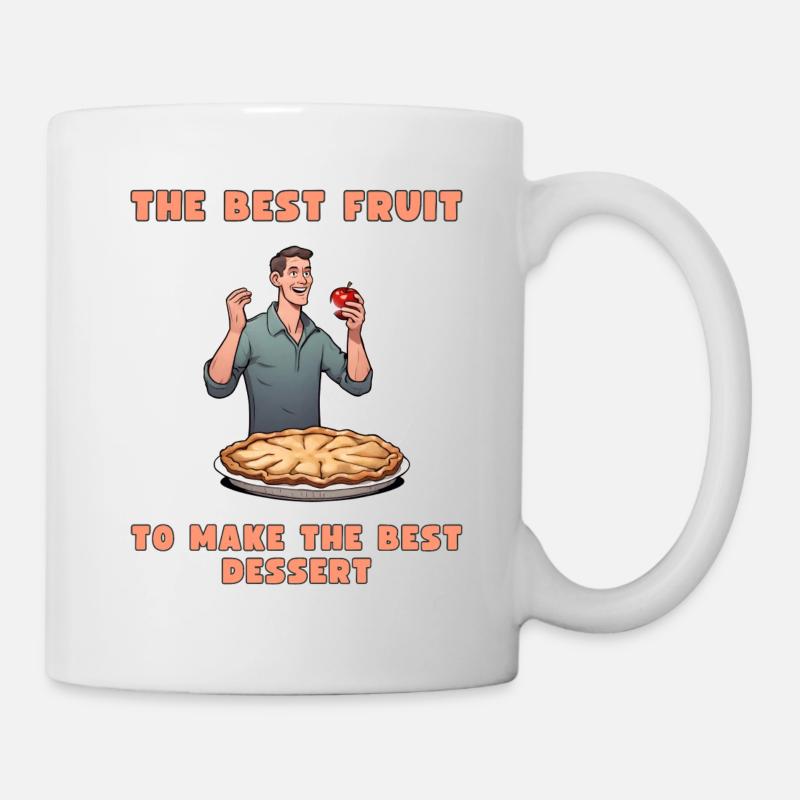 Animated man eating an apple pie - Mug - white