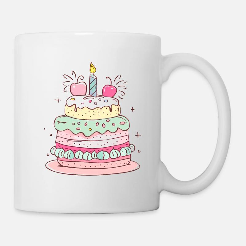 gâteau d'anniversaire joyeux anniversaire - Mug blanc - blanc