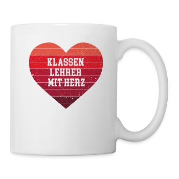 Klassenlehrer mit Herz Schullehrer Danke Lehrer - Tasse - Weiß - Rechts
