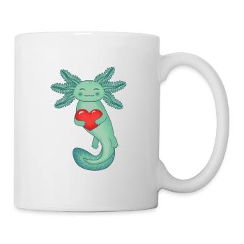 Axolotl vert foncé tenant un cœur rouge - Mug blanc - blanc - Droite