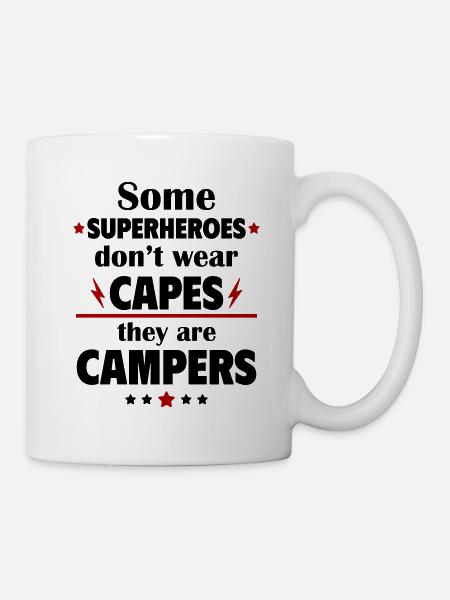 Manche Helden tragen keine Umhänge, Camper - Tasse - Weiß