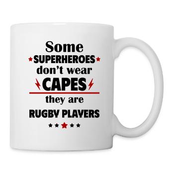 Manche Helden tragen keine Umhänge, sie sind Rugby - Tasse - Weiß - Rechts