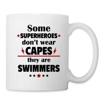 Manche Helden tragen keine Umhänge,Schwimmer - Tasse - Weiß - Rechts