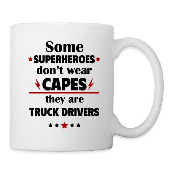 Certains héros ne portent pas de capes, les chauffeurs routiers - Mug blanc - blanc - Droite