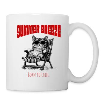 Summer Breeze - Relaxed cat in a sun chair - Mug - white - Right