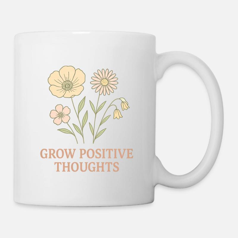Thinking Positive Flower Motif - Mug - white