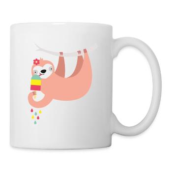 Faultier mit Eis - Tasse - Weiß - Rechts