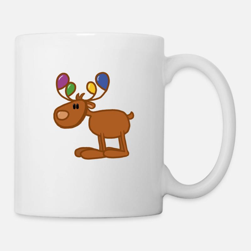 rentier mit farben - Tasse - Weiß