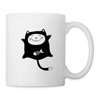 Happy black cat cats Kitten Kitty - Mug - white - Right