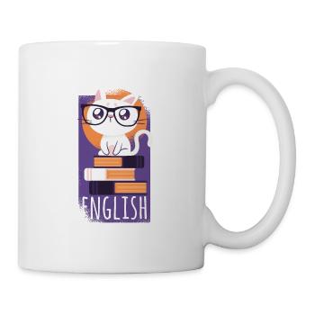 Englisch Übersetzer Katze Tshirt Geschenk - Tasse - Weiß - Rechts