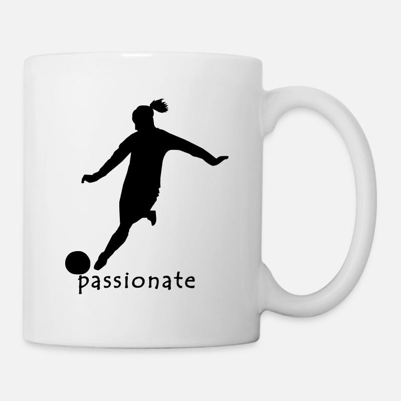 Graphique de football féminin avec texte: Passionné - Mug blanc - blanc