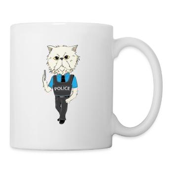 Katze Beruf Job Polizei Uniform lustig Geschenk - Tasse - Weiß - Rechts