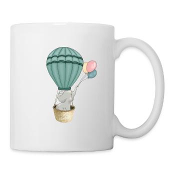 Süßer Comic Elefant im Heissluftballon - Tasse - Weiß - Rechts