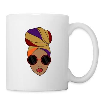 Afro Black Woman Kopfbedeckung Style - Tasse - Weiß - Rechts