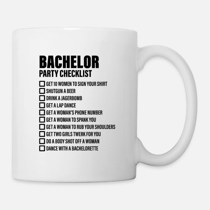 Bachelor Party Checklist - JGA - Tasse - Weiß
