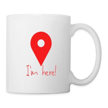 I AM HERE. LOCATION SYMBOL WITH TEXT - Mug - white - Right