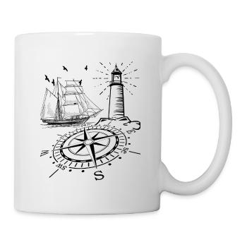 Voilier boussole phare maritime - Mug blanc - blanc - Droite