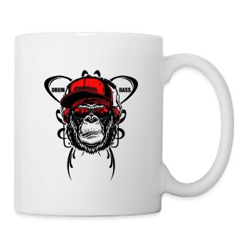 Drum and Bass cool monkey avec musique de chapeau - Mug blanc - blanc - Droite