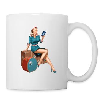 Pin Up girl auf Reisen - retro, american style - Tasse - Weiß - Rechts