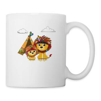 Lion Lion Lion Lions motif with tent as an Indian - Mug - white - Right