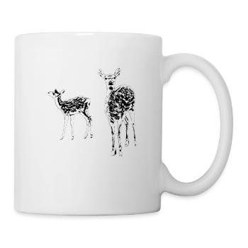 Rehe - Tasse - Weiß - Rechts