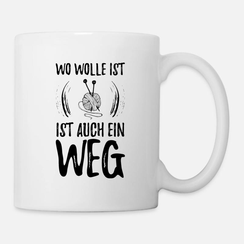 Wolle Stricken - Tasse - Weiß