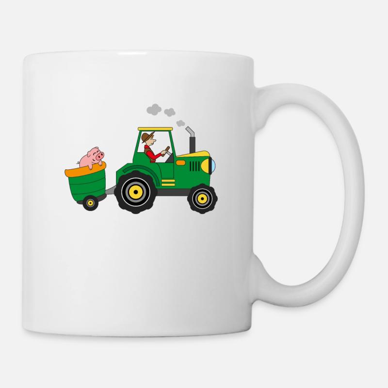 Tractor farmer professions trailer boy without text - Mug - white