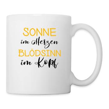 Sonne im Herzen - Blödsinn im Kopf - Tasse - Weiß - Rechts