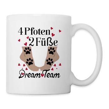4 Pfoten 2 Füße Dream Team - Tasse - Weiß - Rechts