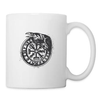 Wikinger Vegvisir Rune mit Krähe - Tasse - Weiß - Rechts