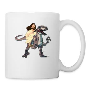 Jésus chevauche dinosaure Drôle de dinosaure et Jésus - Mug blanc - blanc - Droite