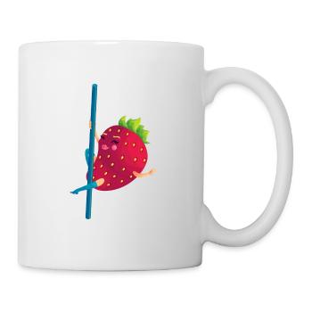 Tanzen Sommerfrüchte Lustige Cartoon Erdbeere - Tasse - Weiß - Rechts