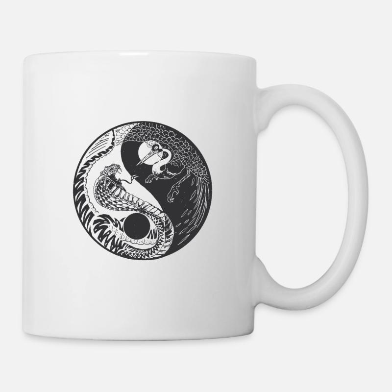 Ying Yang Crane Snake Chinesisches Symbol - Tasse - Weiß