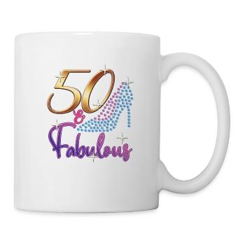 50th Birthday - 50 & Fabulous Turning Fifty Bday - Mug - white - Right