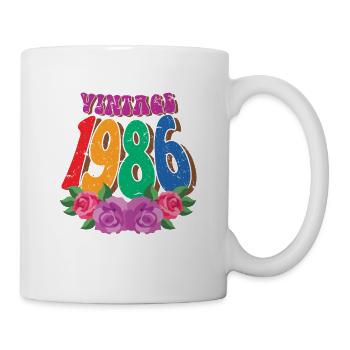 Vintage 1986, Fleur Rétro, Cadeau 36ème Anniversaire - Mug blanc - blanc - Droite