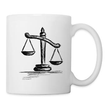 Scale of Justice, hand-drawn, pencil - Mug - white - Right