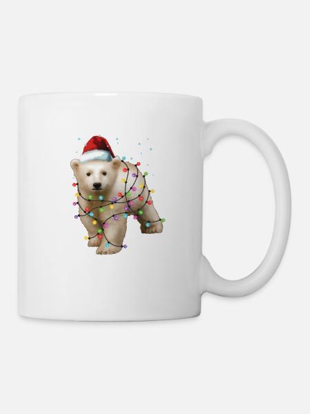Ours polaire de Noël - Drôle de cadeau d’animal mignon de Noël - Mug blanc - blanc
