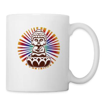 Statue de Bouddha de Yoga, Cadeau de Médation du Bouddhisme - Mug blanc - blanc - Droite