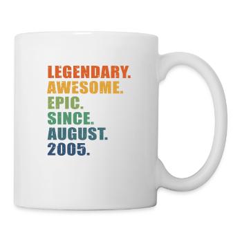 18. Geburtstag, August 2005, 18-jähriges Jubiläum - Tasse - Weiß - Rechts