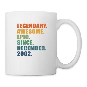 21. Geburtstag, Dezember 2002, 21-jähriges Jubiläum - Tasse - Weiß - Rechts